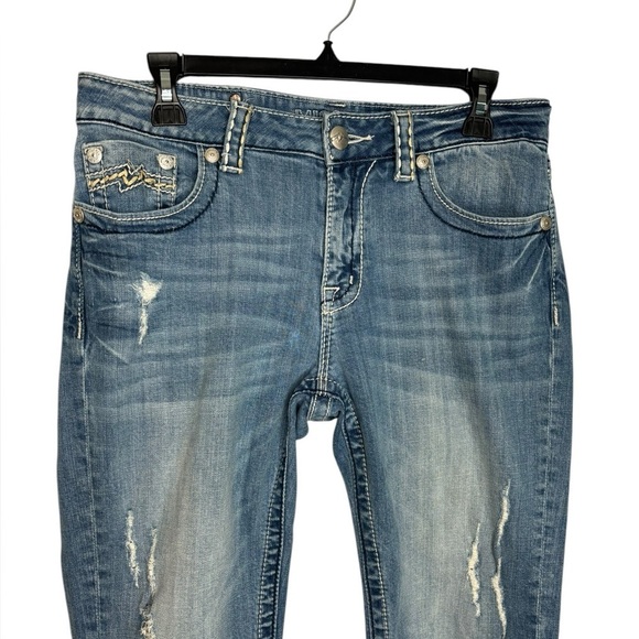 Miss Me Distressed Boyfriend Blue Capri Jeans JB1046P Size 28 - Picture 2 of 13